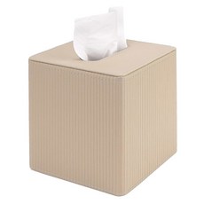 도도모어 버티컬 스트라이프 티슈 박스 커버 큐브 u2013 리브드 가죽 사각 홀더 모던 오 자동차 책상용 마그네틱 바텀 냅킨 디스펜서 블랙, Khaki