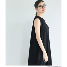 엠보스 가공 맥시 길이 노슬리브 원피스 여성용