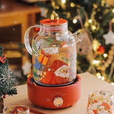 전기 티 워머 스토브 세라믹 캠핑용 레스토랑 식당 1.8L, 라운드 전기 타워머+투명 주전자1.8L-레드