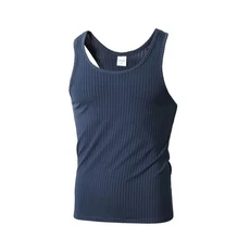 2025 남성 여름 피트니스 짐 탱크탑 민소매 탑 스트라이프 통기성 스포츠 베스트 언더셔츠 러닝