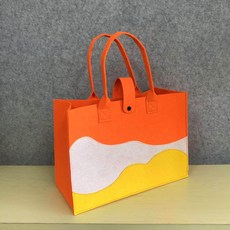 대용량 토트백 학생 직장인 데일리 펠트 가방 수납 쇼핑백, 오렌지, 1개