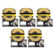 트렌드하우 엡손 호환 라벨테이프 SC12Y 12mm 노랑바탕/검정글씨 5개, SC12Y 노랑바탕/검정글씨 5개