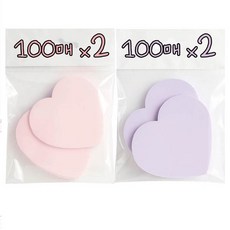 오래붙는 하트 모양 점착 메모지, 핑크2 + 퍼플2, 4개, 100매