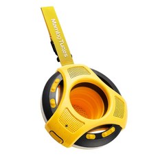 Mambobaby Float Bluetooth Speaker with Foldable Cup Holder IPX7 Waterproof Bathroom Speaker 360, 옐로우 블랙