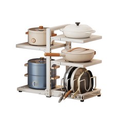 居家cheaper 可調式五層雙向鍋具架/下水槽架/檯面收納架/菜架/廚房架/書架/桌上架/鍋蓋架/調味料架/盆栽架, 二代 皓雪白, 1個