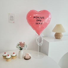 이벤트홀릭 레터링 하트 풍선 스탠드 세트 파티용품 자유문구 스티커, 1개, 08.마카롱핑크 세트