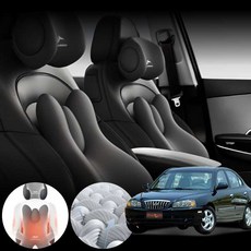 아반떼XD(00~06) 1.5/2.0 차량용 3D 인체공학 목 허리 쿠션 세트 블랙 1개