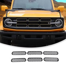 린스킵 오벌 그릴 인서트 2021-2025 포드 브롱코용 브롱코 외장 액세서리용 전면 메시 커버 차량 외관 향상(빨간색), matte black, 1개