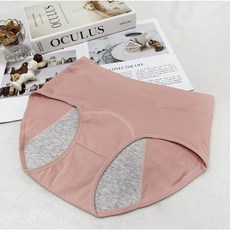 【HanVo】簡約素色高腰純棉生理褲 獨立包裝 側防漏吸濕透氣 女生內褲, 花瓣粉,2XL