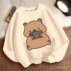 桃園出貨 卡皮巴拉春秋冬新款小中大男女兒童衛衣圓領加厚長袖寬鬆外套上衣 SG3B