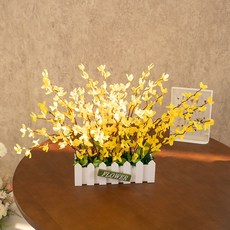 개나리 조화 화분 울타리 A set 33cm 인테리어 봄 꽃 테이블 장식 소품 행사 꾸미기, 단품, 1개