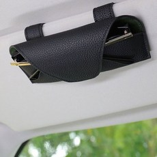 선글라스케이스 차량용 가죽클립 선바이저용 고정홀더 han+421Ca, 블랙