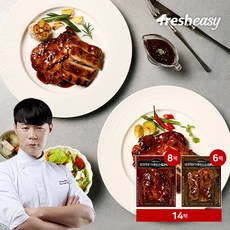 최현석 닭다리살스테이크 14팩(매콤바베큐 8팩 오리엔탈갈릭 6팩), 8개, 150g