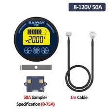TF03K 배터리 용량 테스터 전압 디스플레이 쿨롱 카운터 전량계 검출기 DC10 120V 50A/100A/350A/500A, 03 8-120V 50A(0-75A)