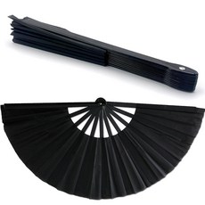 BIDEX 대형 접이식 핸드 팬 34cm(13.4인치) 춤 쿵푸 태극권 축제 및 무대 공연용 나일론 패브릭 레이브 클랙 팬 - 빈티지 레트로 스타일 큰 스냅 경량 및