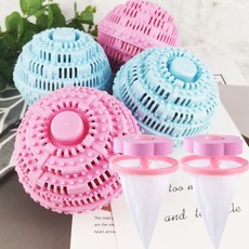 防纏繞洗衣球 去汙神器魔力清潔球 除毛球 滾筒洗衣機大洗衣球吸毛器, 1個, 4個【2粉+2藍】+2過濾網