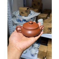 潮州 傳統 手拉 朱泥壺 手工壺 章淑煌 全手工拉胚 朱泥 滿水容量140毫升 壺重144克 僅下水測試, 商品主圖, 1個