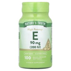 Nature's Truth 비타민E 고효능 90mg(200IU) 빠른 방출 소프트젤 100정, NaturesTruth비타민E고효능90mg200IU빠른, 1개