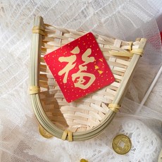 極度花燥 過年擺飾盆花插飾：祈福注連繩、開運福字、永生花烏桕紅燈籠春聯紅包水引線年節裝飾, 迷你畚箕