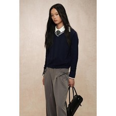 국내백화점 H&M 가디건 브랜드관 코튼 칼라 스웨터 네이비 블루 1311513001 커플 사무실 (BK파우치 증정)