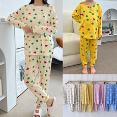 NANIKA 가족잠옷 세트 긴팔 도형 아동 주어 잠옷 파자마 홈웨어세트