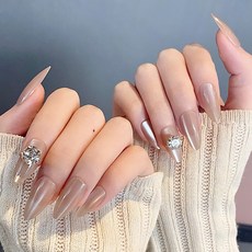 穿戴甲高級感豹紋閃鑽法式美甲甲片貓眼辣妹穿戴式指甲片, 1個, BY1856沁人心肺:手工甲XS碼#10片/袋