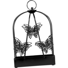 NUOLUX 나비 모기향 홀더 1개 곤충 숯불 장식용 새장 걸이 야외용 팔찌형 세련된 향로 뚜껑 케이지 전기 램프용 금속 재질, 검은색