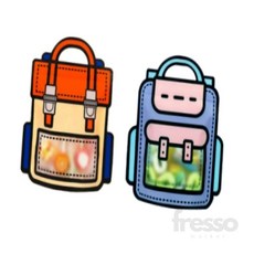 프레소 책가방모양 어린이집 구디백 간식포장 지퍼백 소형 답례품백, 블루(품)(절)