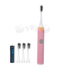 USB充電電動牙刷 附三刷頭, 1個, 電池款粉色(贈三刷頭)