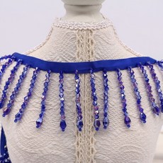 크리스탈 펜던트 비즈 프린지 레이스 DIY 의류 무대 드레스 홈 커튼 모자 장식 액세서리 1 야드 가격, 1야드 가격, colorful blue, 1개