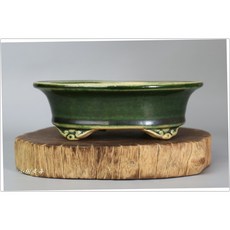 小樹安每 日本盆缽-[柴勝] 織部釉雲足橢圓鉢 12cm，日式柴燒工藝，雲足設計，質感細膩, 1個