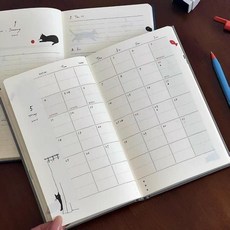 日程本記事本貓咪插畫打卡規劃日程本 副廠商品, 米色2025日程本 兩本, 1個
