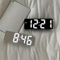 침실용 인테리어 스마트 LED 무소음 디지털 알람시계 전자 시계, 화이트