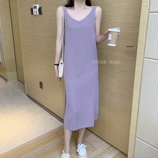 TRUDA GIRL 雪紡V領連身裙