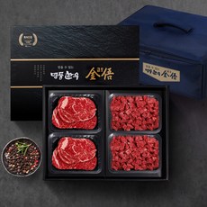 (냉장암소) 1등급 한우선물세트1kg (등심500g 국거리500g), 1세트