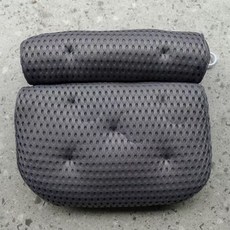 4D網眼浴枕，7吸盤SPA頭枕，可水洗浴缸靠枕, 深灰色,35cm*33cm*10cm, 1個