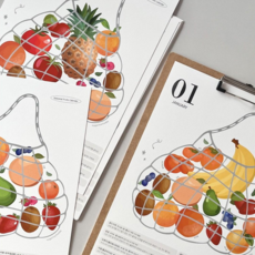 우가차차486 (만년형 제철 과일 달력)새해 선물 과일 생선 벽걸이 캘린더 냉장고음식, 1개, 혼합