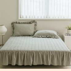 침대패드 프릴 침대스커트 매트리스 누빔 커버 항균 패드 슈퍼싱글 SS S, (S-SS) 카키