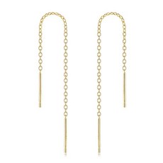 2pcs Adabele 18K Yellow Gold Plat 2pcs Adabele 18K Yellow Gold Plated Sterling Silver Threader Earri, 옐로우 골드 도금 스털링 실버, 4인치(2개)