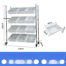 피킹카트 자재 공장 4단선반 창고 트롤리 분류 수납함 플랫메쉬4단 150x45x160/버킷20개+휠, 1개, 경사면 4단 120x45x160 화이트 12