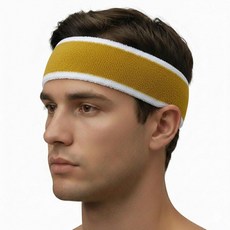 COUVER 매우 두꺼운 긴 면 스웨트밴드 - 확장 사이즈 튼튼한 운동용 테리 천 머리띠 1개 레드/블루/레드, 화이트 / 골드 / 화이트