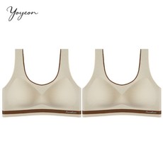 여성용 안돌아가는 일체고정컵 운동 편한 노와이어 심리스 브라탑 2p