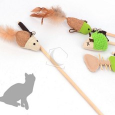고양이 스틱 장난감 고양이장난감낚시대, 쥐(갈색)