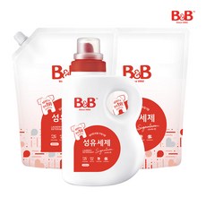 [리뉴얼] 비앤비 시그니처 유아 섬유 세탁 세제 용기 1500ml 1개 + 리필 1500ml 2개, 1.5L