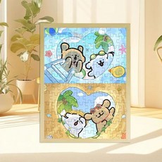 線條小狗 可愛木質拼圖 桌面擺件 送朋友閨蜜情侶生日禮物, 1個, 線條小狗【8號】,80片【送框+賀卡】