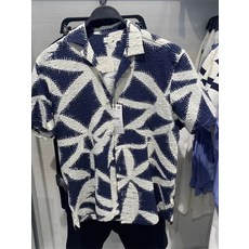 특대 사이즈 루즈핏 반팔 셔츠 여름 체크 스트라이프 프린트 데님