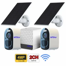 MTStar 태양 감시 카메라 HD 인간 풀 컬러 투시경 양방향 오디오 P2P NVR CCTV 보안 시스템 EseeCloud, 02 WiFi 4MP 2CH