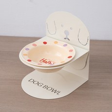 높이조절 각도조절 반려동물 마그네틱 높이조절 세라믹 식기 믹스 컬러, 1개, 베이지+강아지 패턴