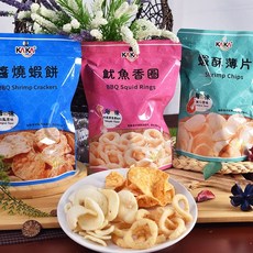 KAKA 海之味 醬燒蝦餅 蝦酥薄片 魷魚香圈 口味任選 3入組, 1個, 我全都要三入組