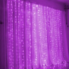 커튼 화환 LED 스트링 조명 USB 리모컨 요정 침실 홈 크리스마스 휴일 웨딩 장식 8 가지 모드, 01 Purple Light, 04 USB-3Mx1M 100LEDs